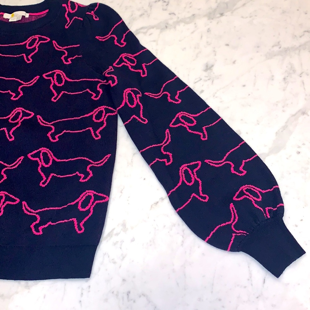 Boden Navy Sweater with Pink Dachshund Design - Picture 6 of 12